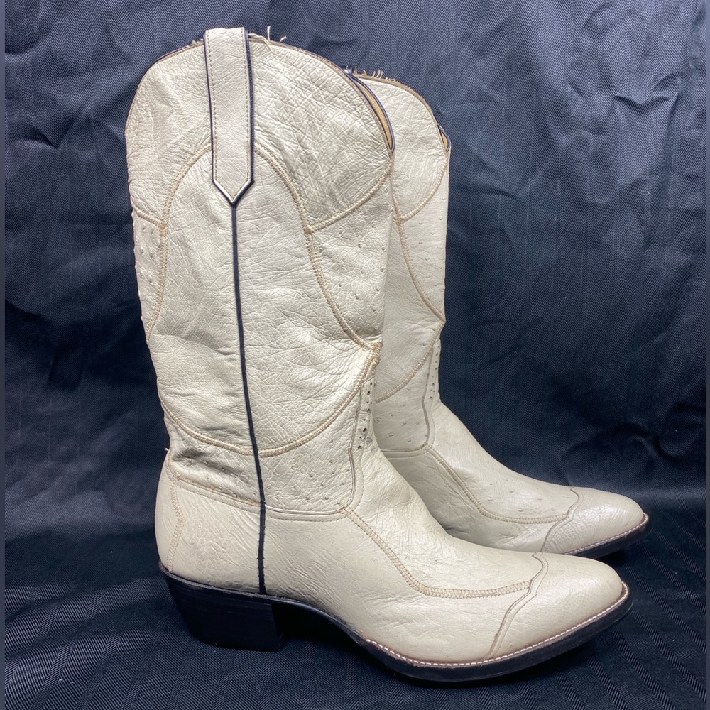 VTG Rios Of Mercedes Off White Full Quill Ostrich Cap Toe Anti Slip Vibram Soles